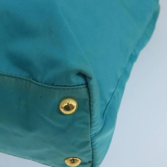 PRADA Tote Bag Nylon Turquoise Blue Gold - Picture 9 of 16